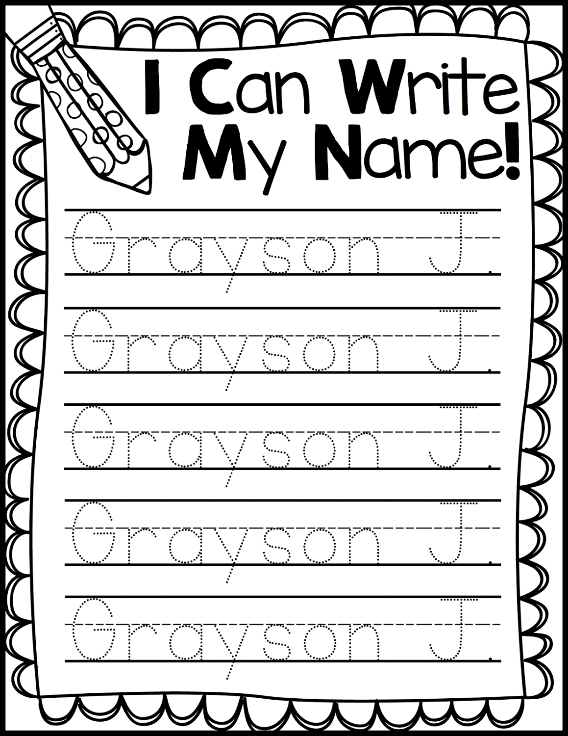 Trace My Name Worksheets | Activity Shelter