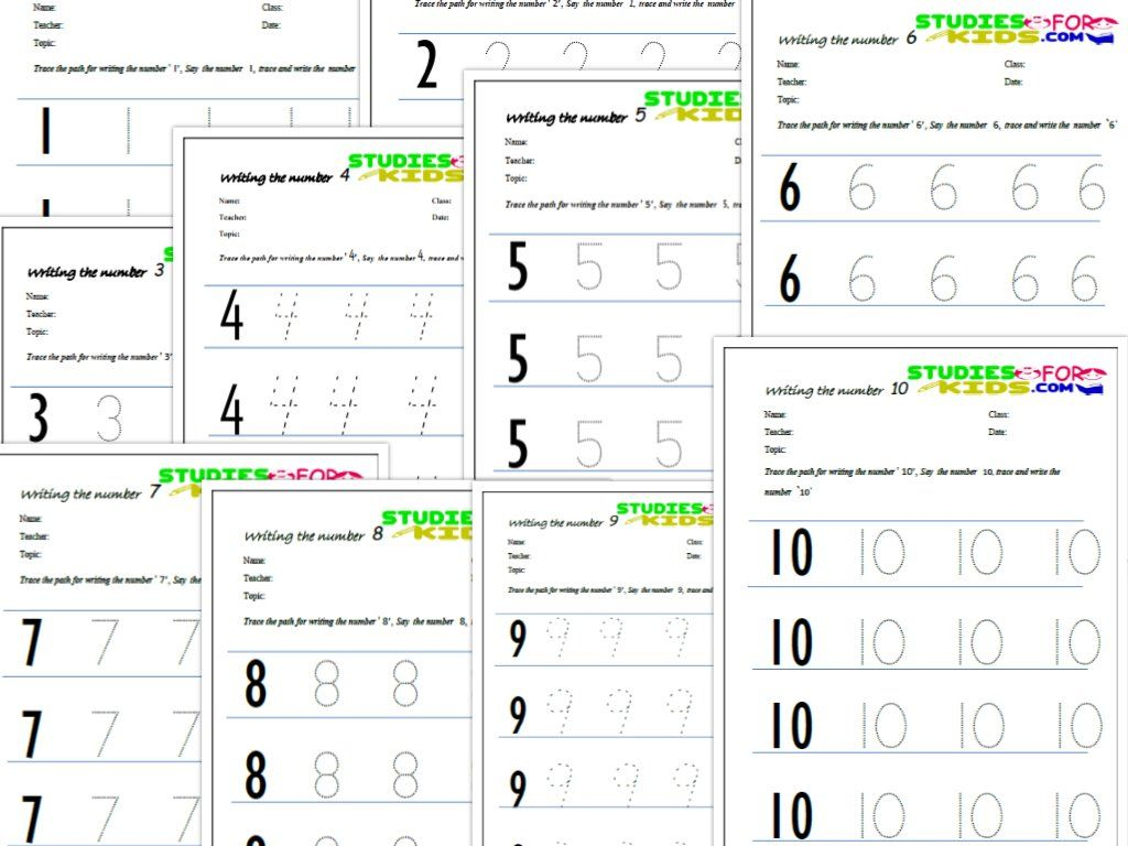 Trace Numbers 1-10 Pdf Worksheet For Preschool-Studies For