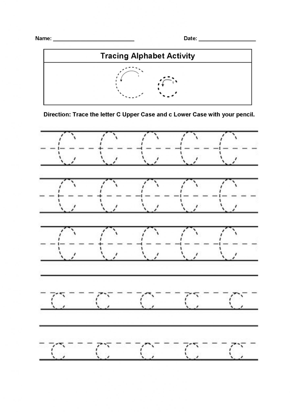 Trace The Letter C Worksheets Printable In 2020 | Letter C