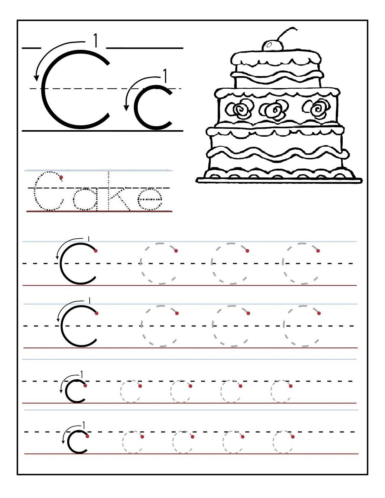 Trace The Letter C Worksheets | Tracing Worksheets Preschool