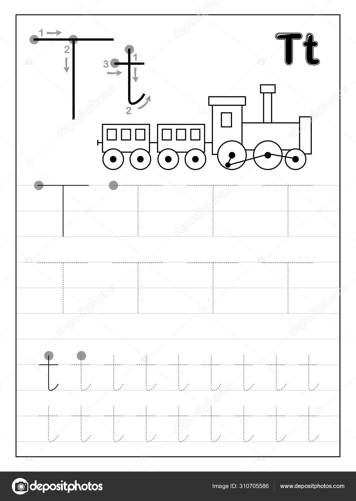 Tracing Alphabet Letter Black White Educational Pages Line