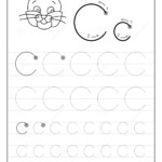 Tracing Alphabet Letter C. Black And White Educational Pages