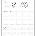 Tracing Alphabet Letter E. Black And White Educational Pages