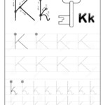 Tracing Alphabet Letter K. Black And White Educational Pages