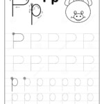 Tracing Alphabet Letter P. Black And White Educational Pages