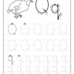 Tracing Alphabet Letter Q. Black And White Educational Pages