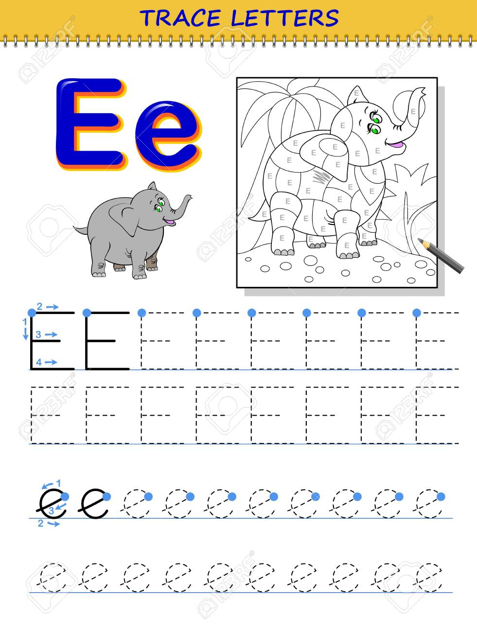 Tracing Letter E For Study Alphabet. Printable Worksheet For..