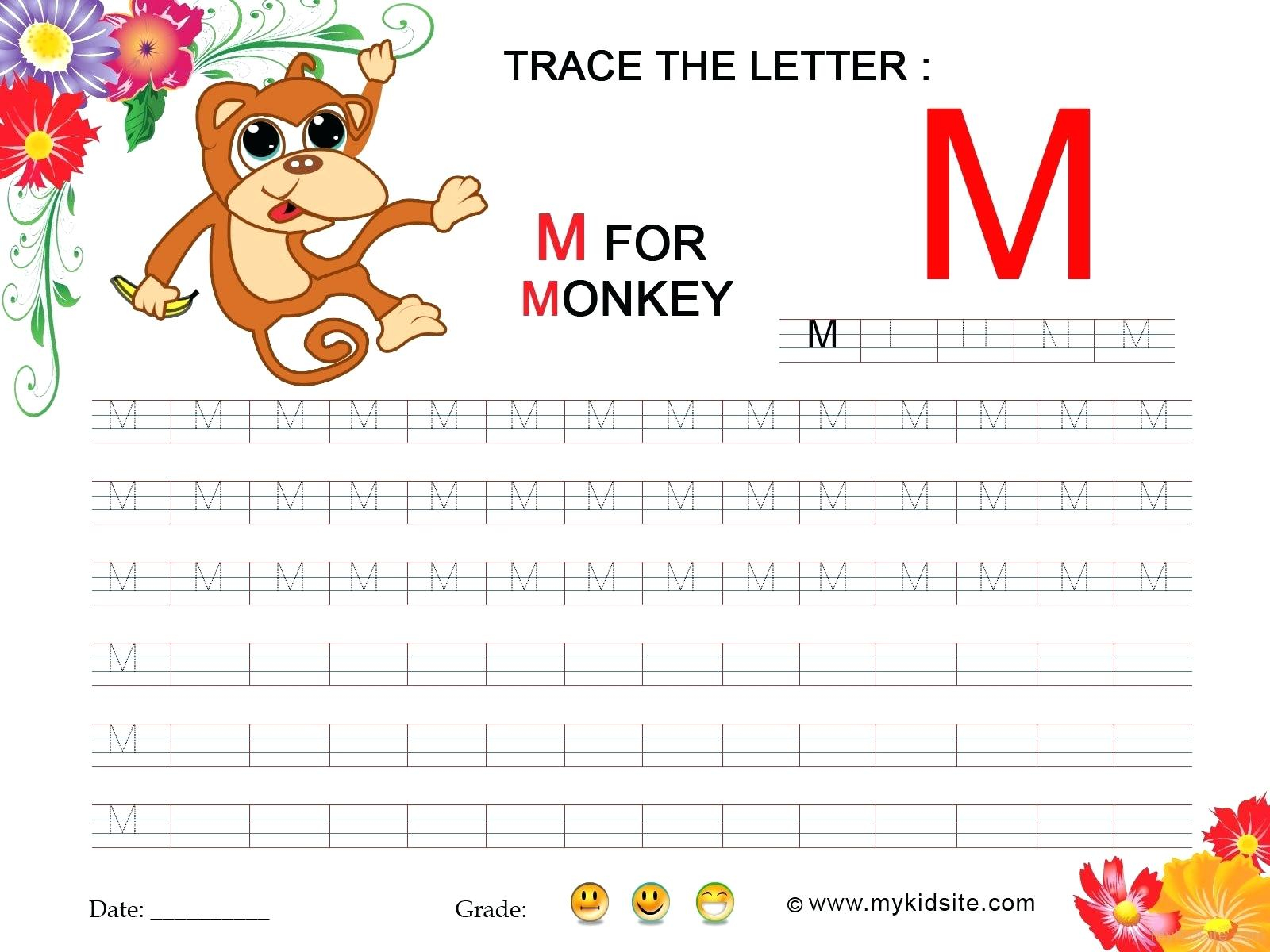 Tracing Letter M Tracing Letter For Toddlers