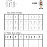 Tracing Letter N Worksheet For Kindergarten