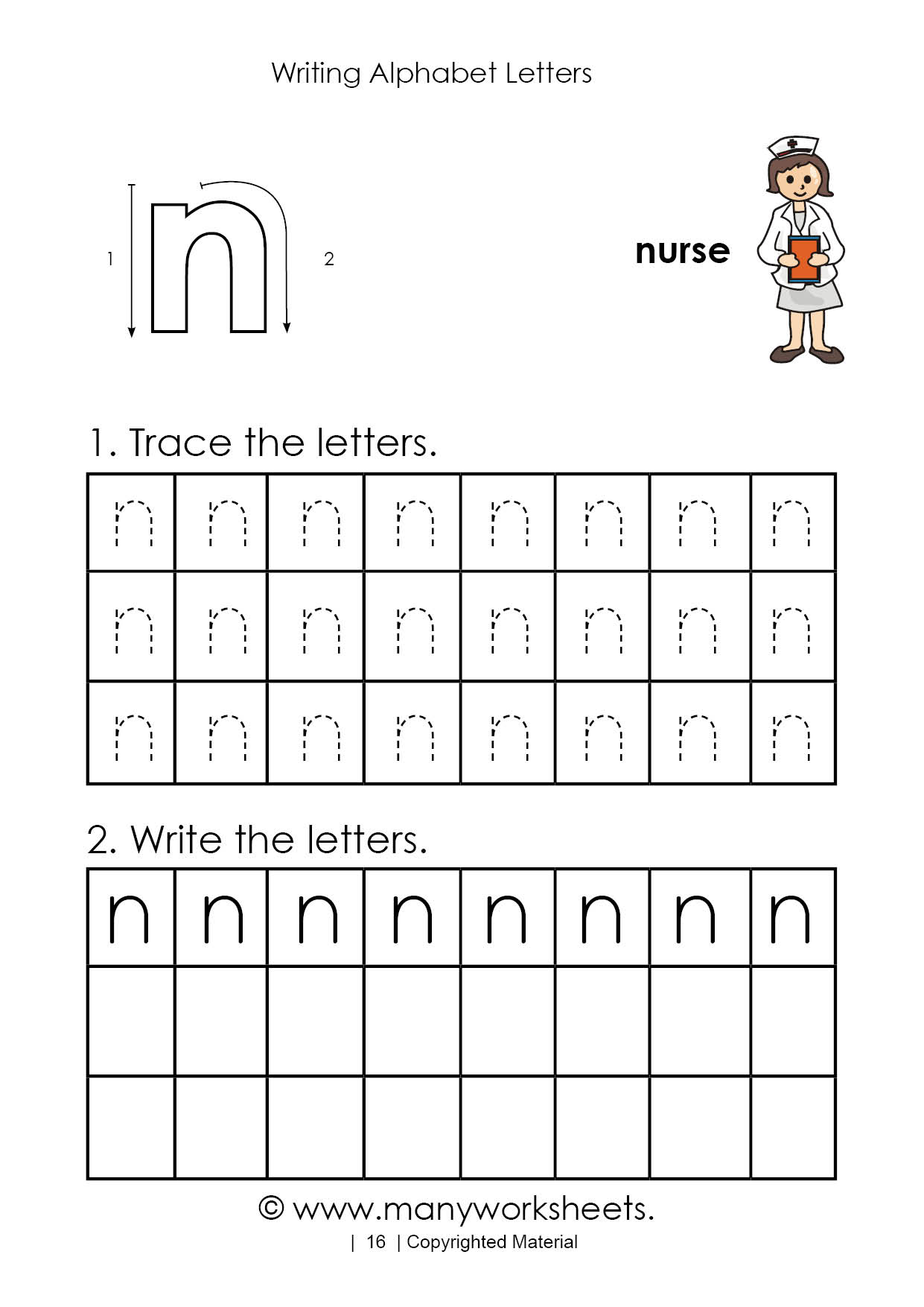 Alphabet N Tracing