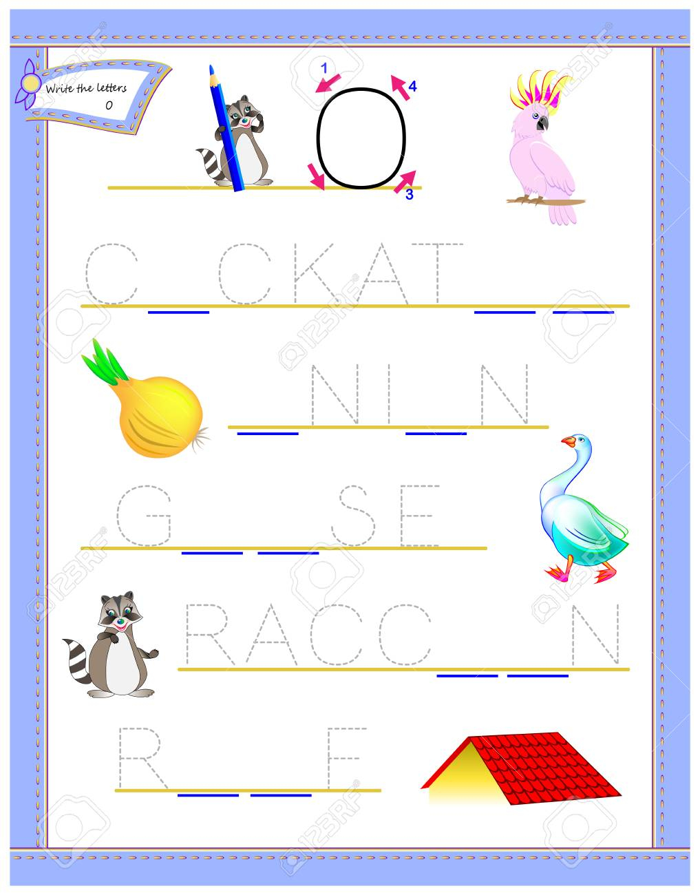 Tracing Letter O For Study English Alphabet. Printable Worksheet..