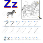 Tracing Letter Z For Study Alphabet. Printable Worksheet For..