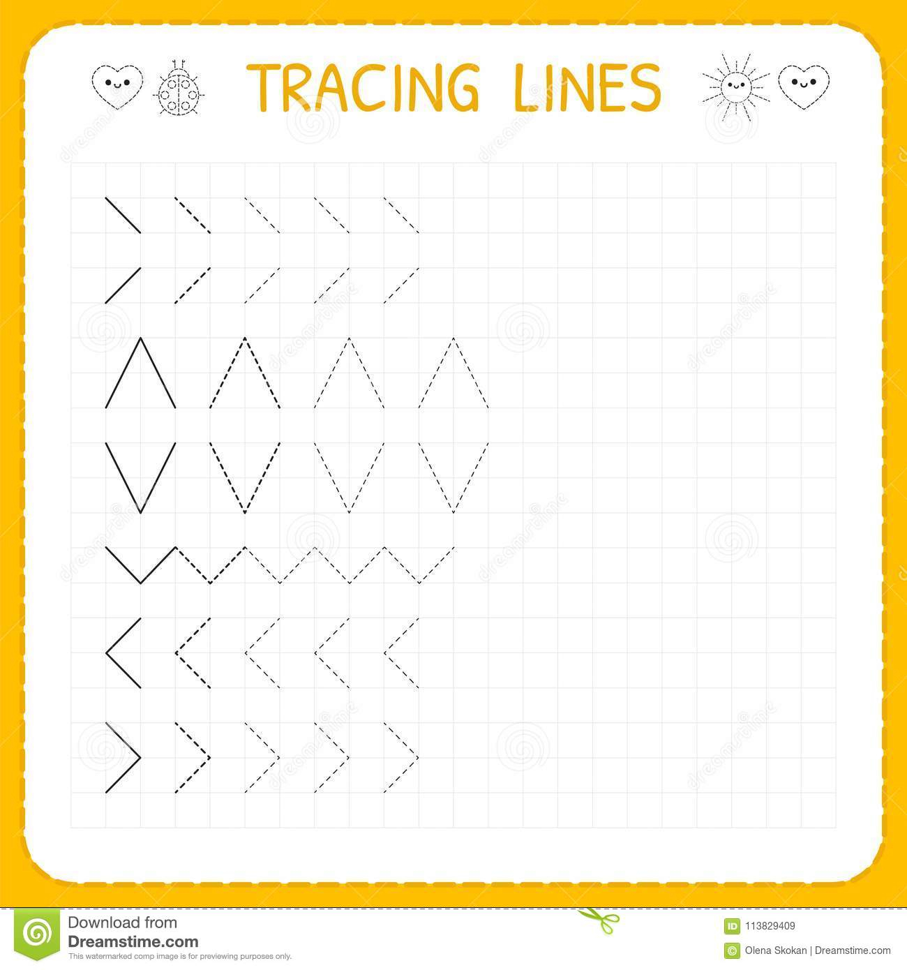 Tracing Lines. Worksheet For Kids. Working Pages For