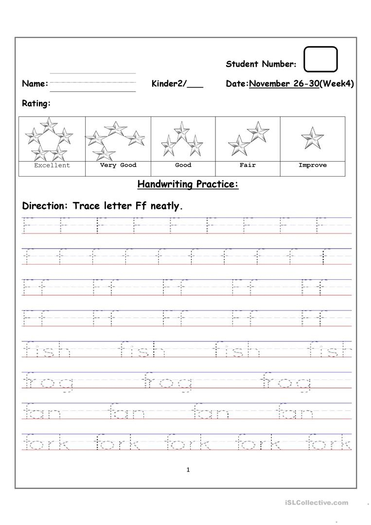 Tracing Uppercase And Lowercase Letter Ff - English Esl