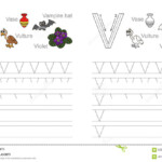 Tracing Worksheet For Letter V Stock Vector - Illustration