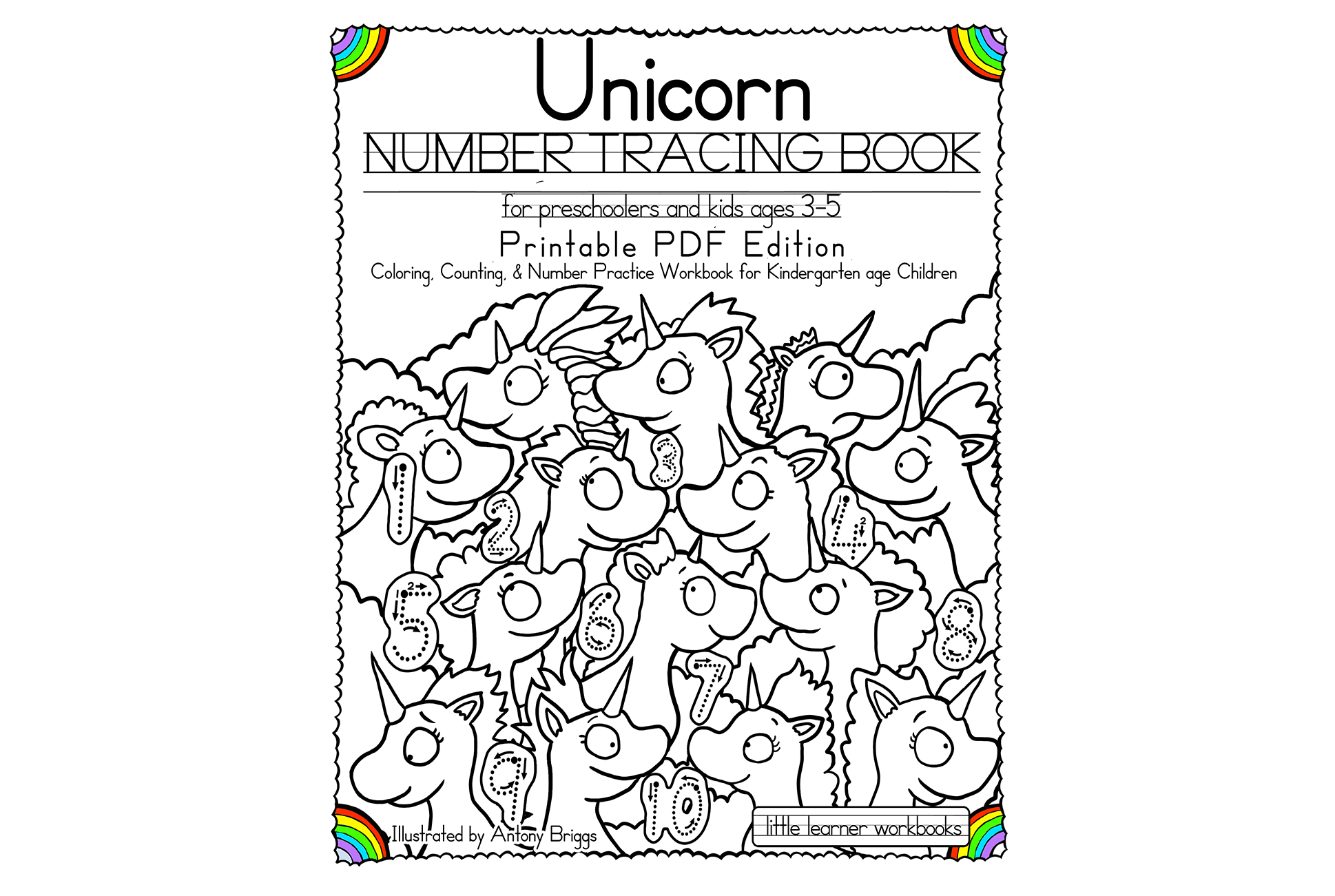 Unicorn Number Tracing Book – Printable Pdf Edition – Little