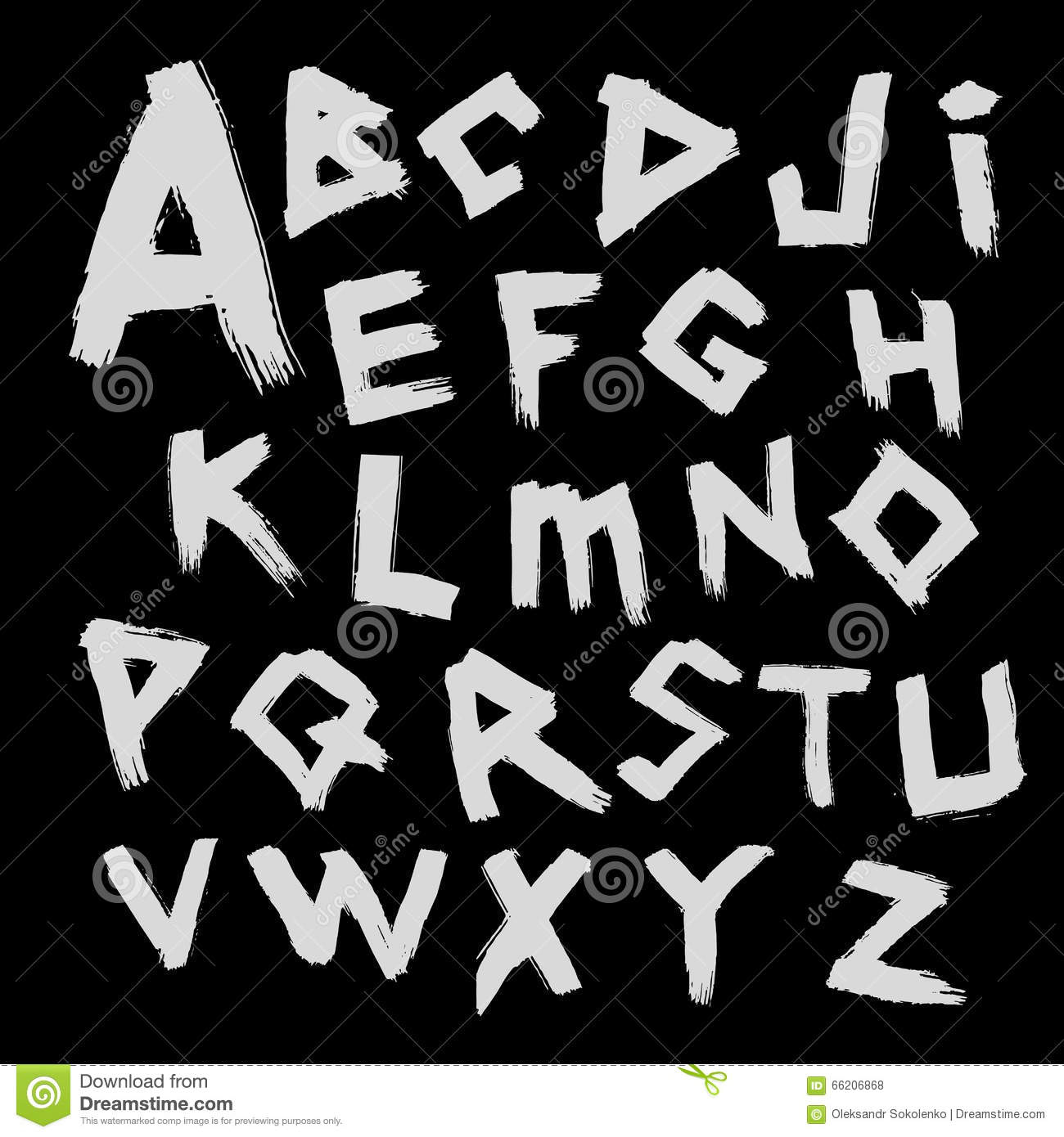 Vector Alphabet. Font Writtenwith A Wide Brush In The