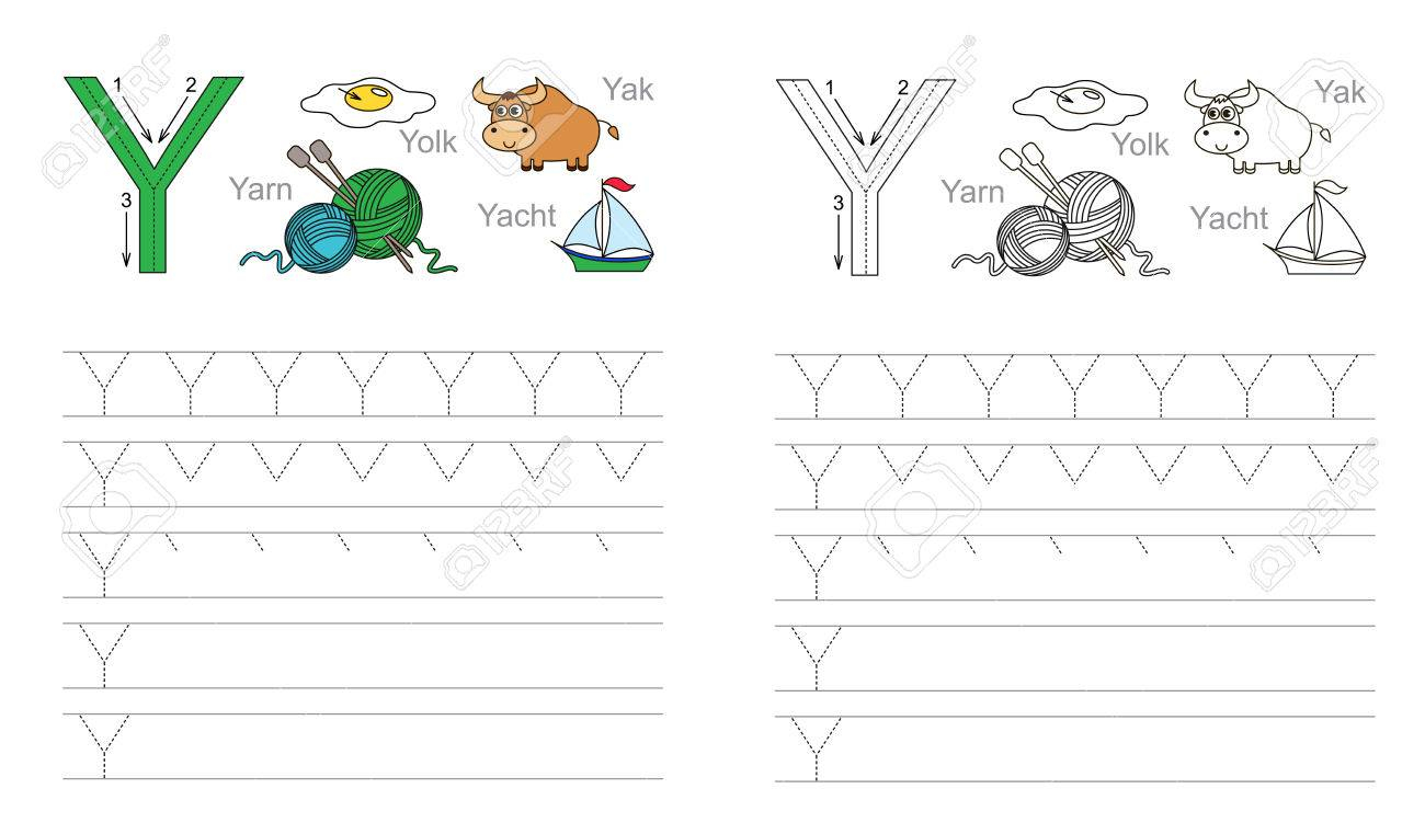 Vector Exercise Illustrated Alphabet. Learn Handwriting. Page..