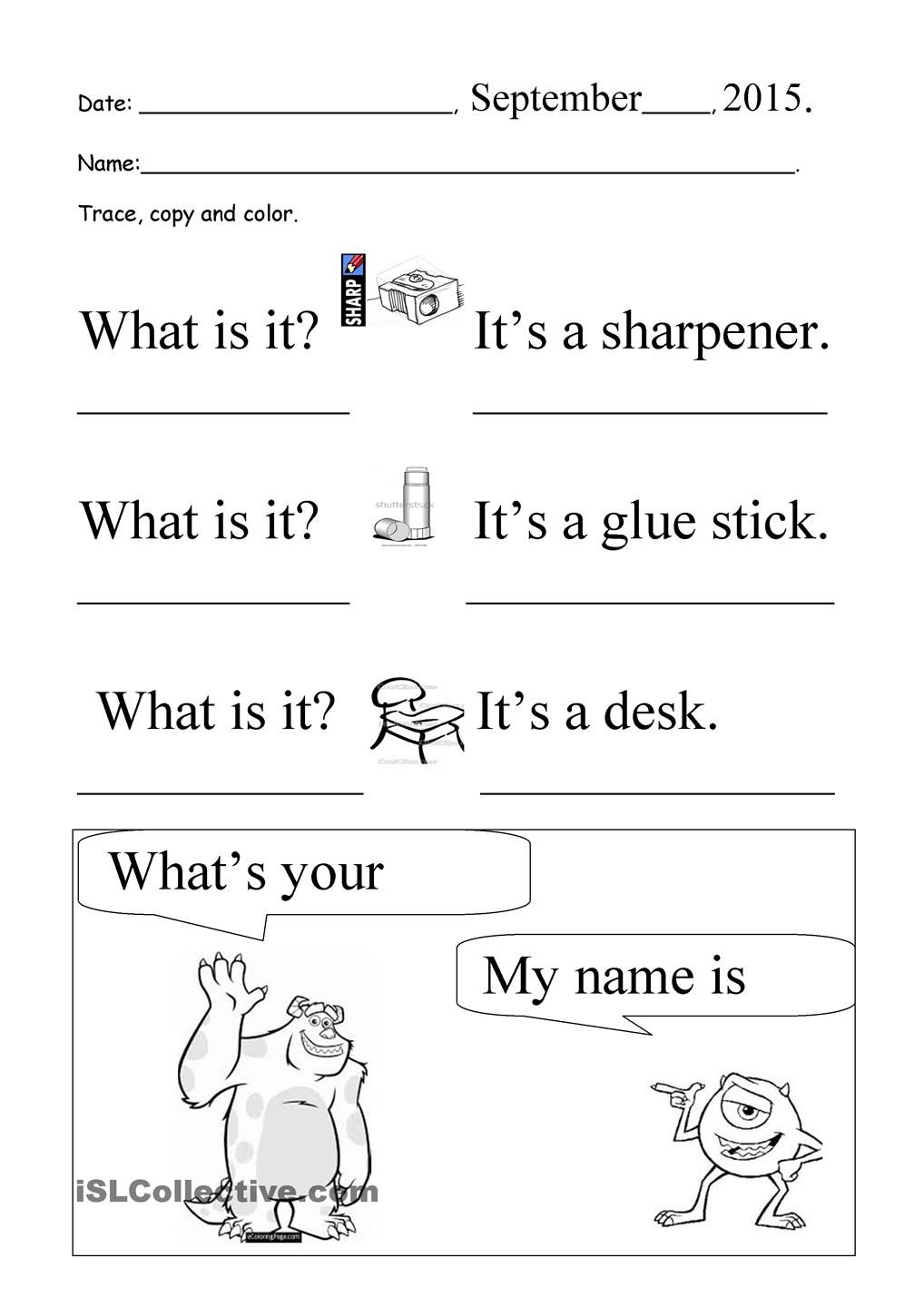 What Is It? What's Your Name? Trace And Copy | Inglese