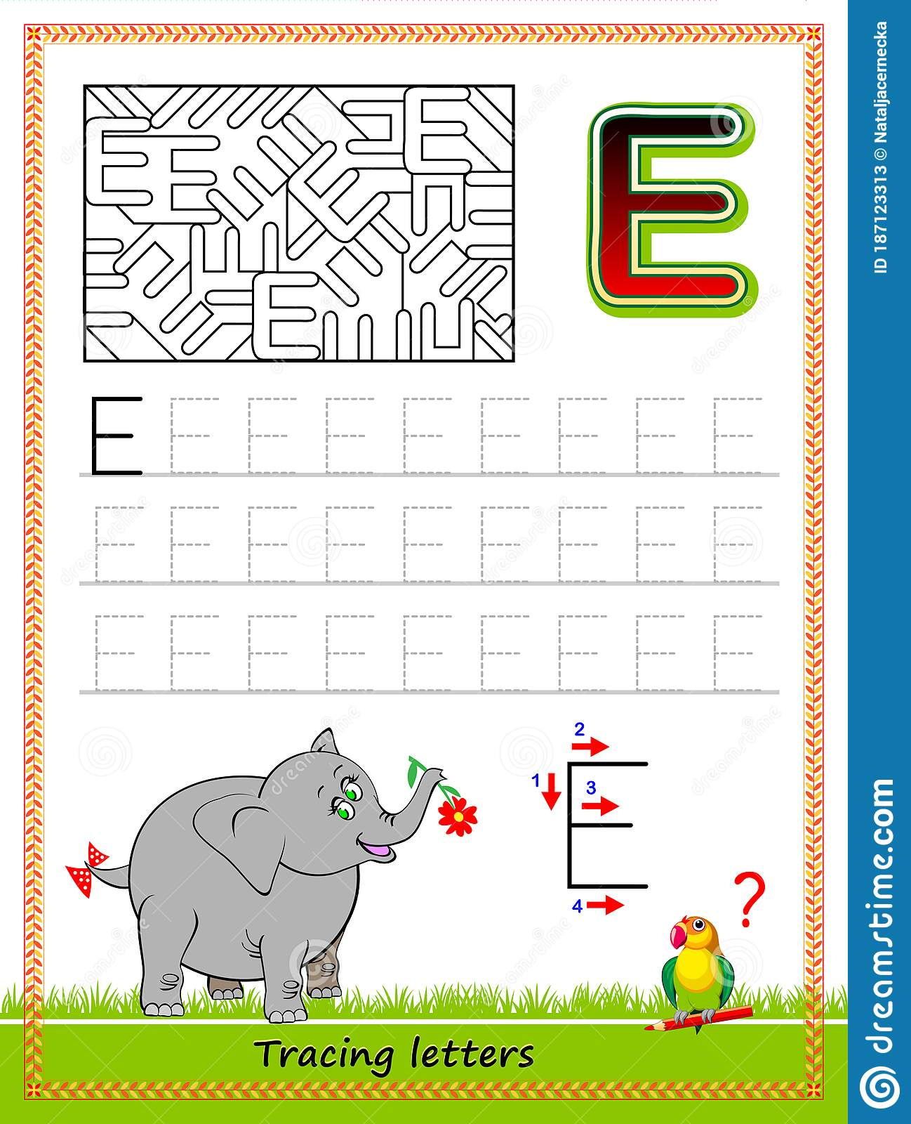 Worksheet For Tracing Letters. Find And Paint All Letters E