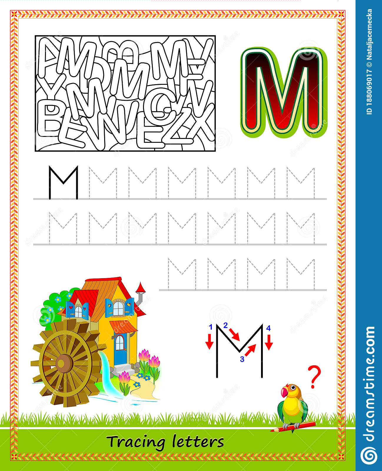 Worksheet For Tracing Letters. Find And Paint All Letters M