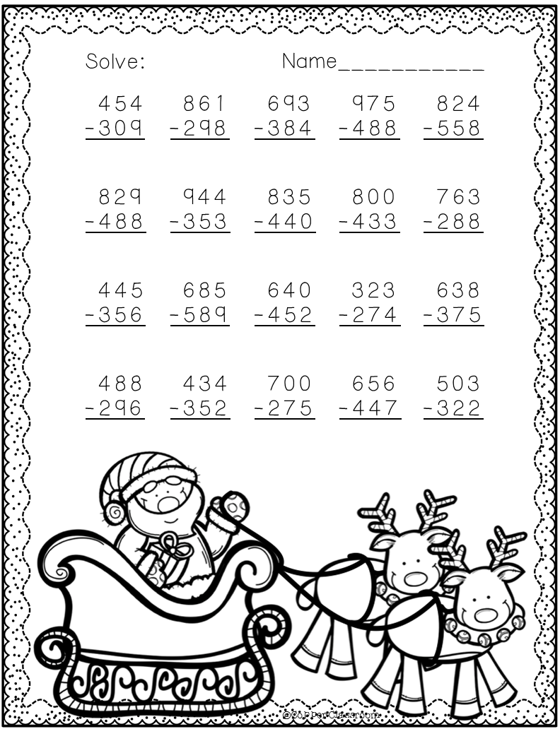 3.nbt.2 Christmas Themed 3 Digit Subtraction With Regrouping