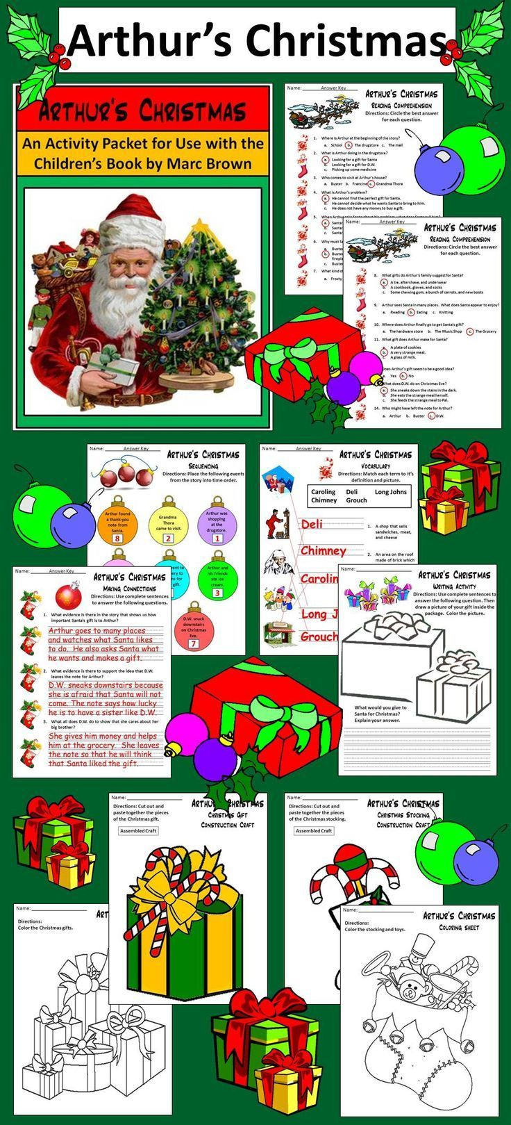 Christmas Activities: Arthur&amp;#039;s Christmas Ela Activity Packet