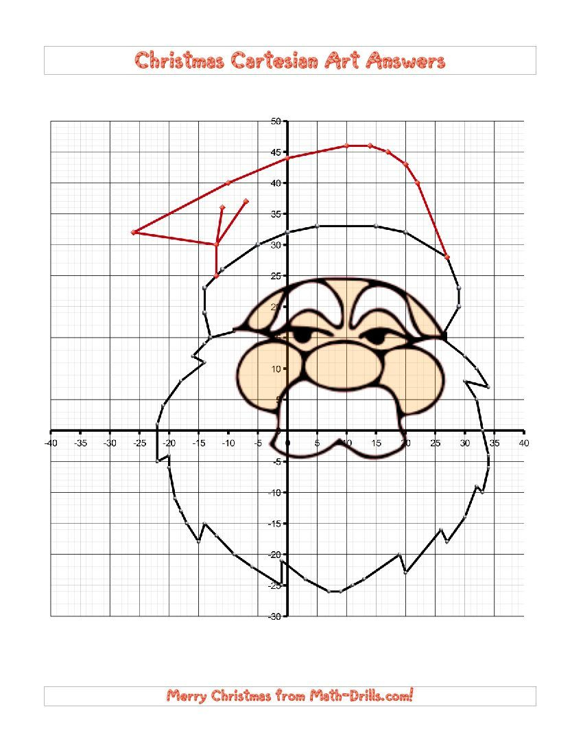 Christmas Cartesian Art Santa (D) Christmas Math Worksheet