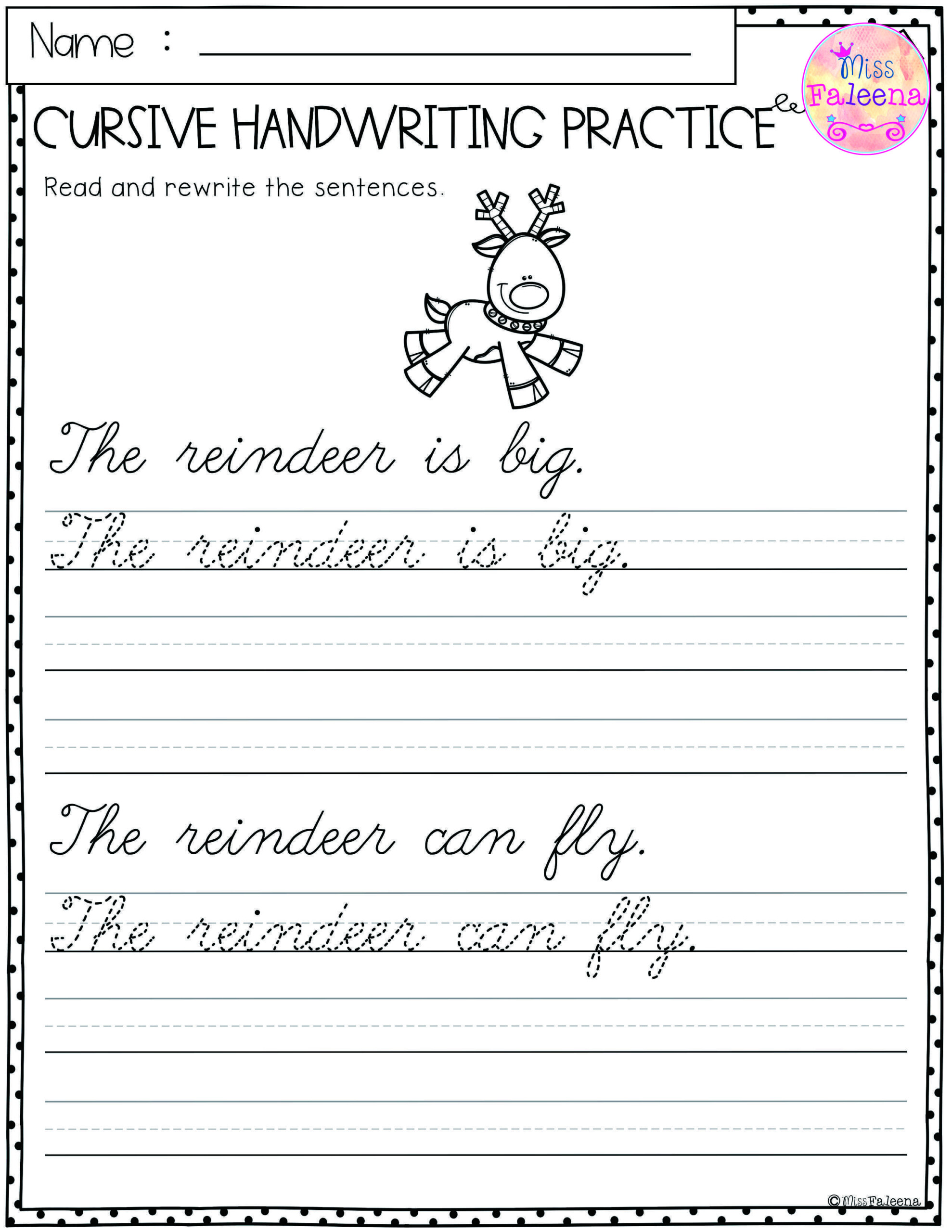 Christmas Cursive Handwriting Worksheets - TracingLettersWorksheets.com