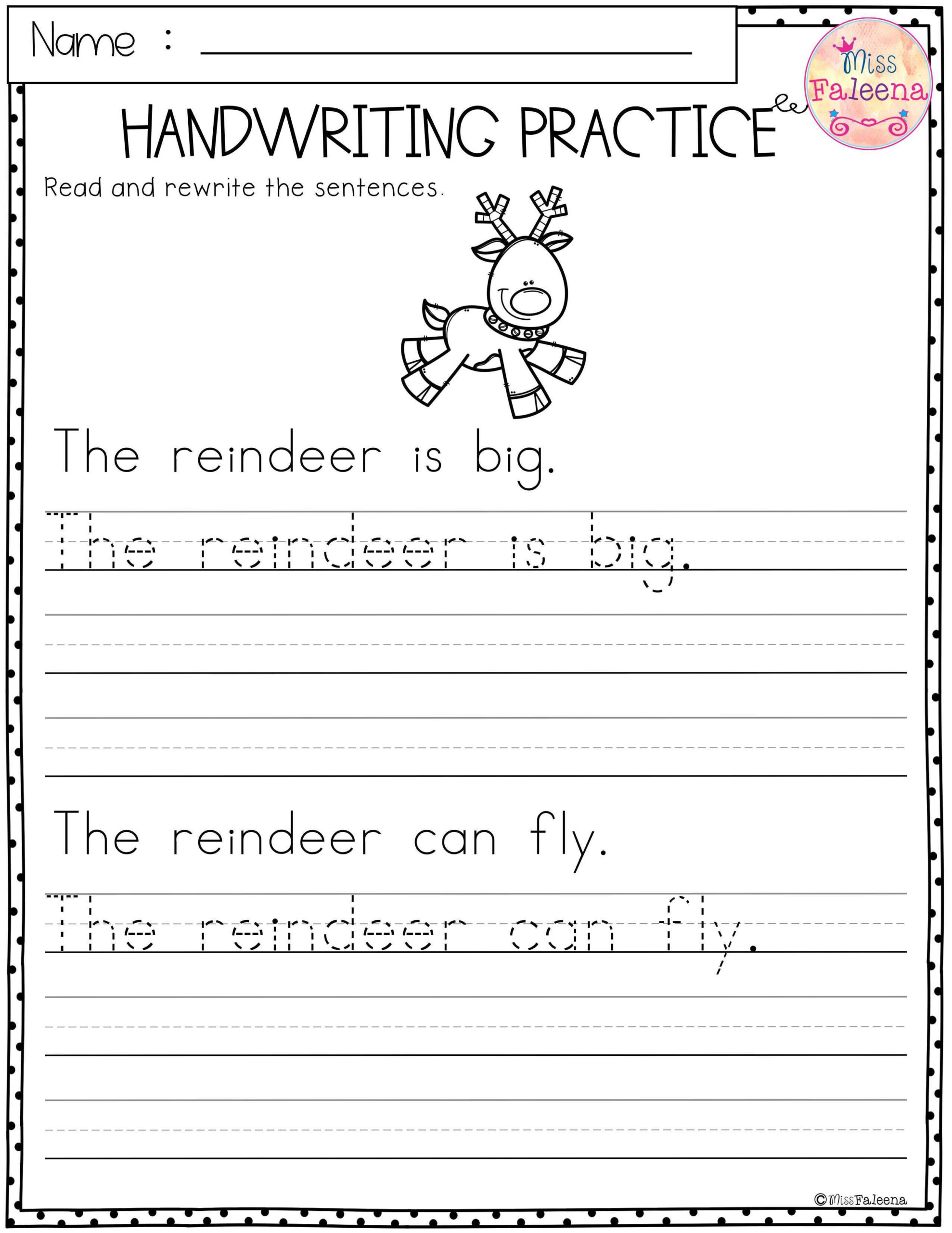 Christmas Cursive Handwriting Practice Worksheets