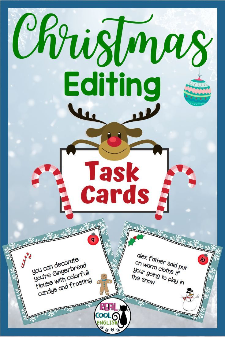 Christmas Editing Task Cards | Task Cards, Elementary