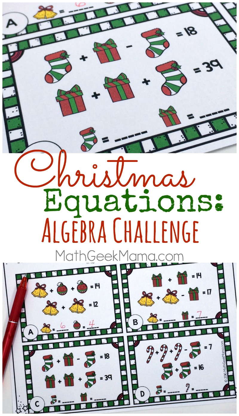 Christmas Equations Worksheet: Unique Math Challenge {Free}