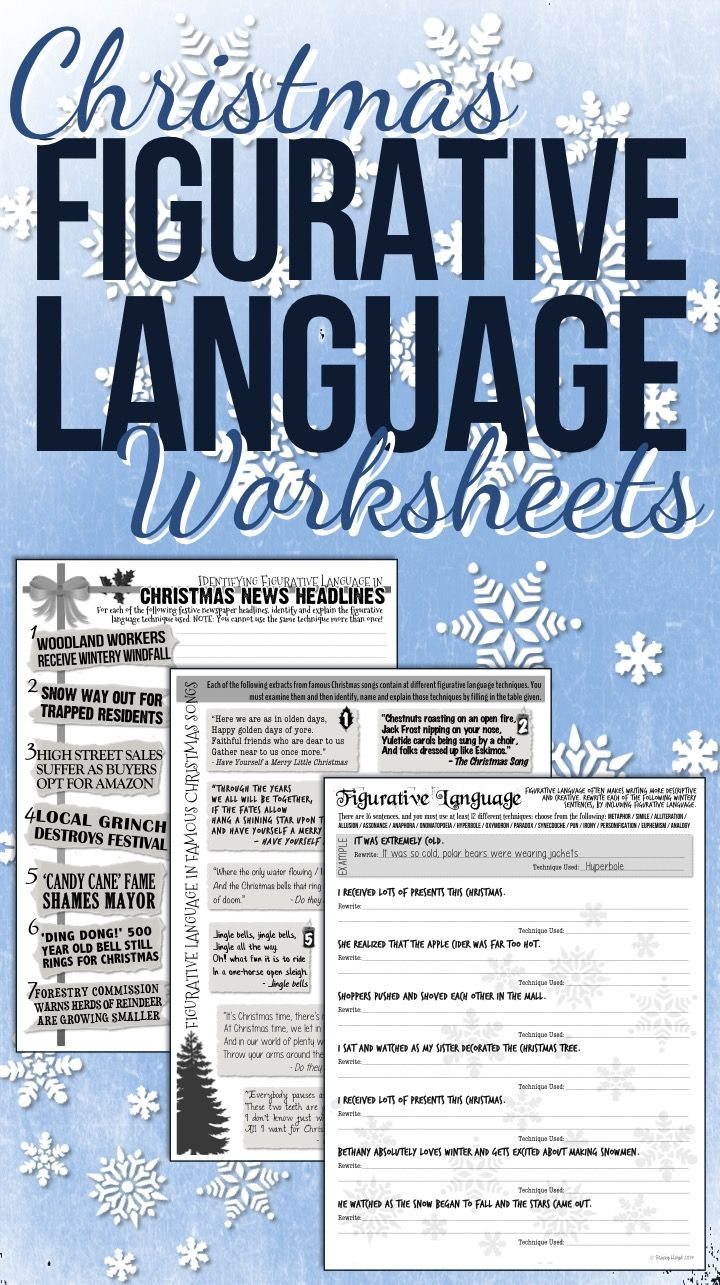Christmas Figurative Language Worksheets | Ela Lesson Plans