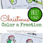 Christmas Fraction Worksheets For 3-5 Grade {Free}