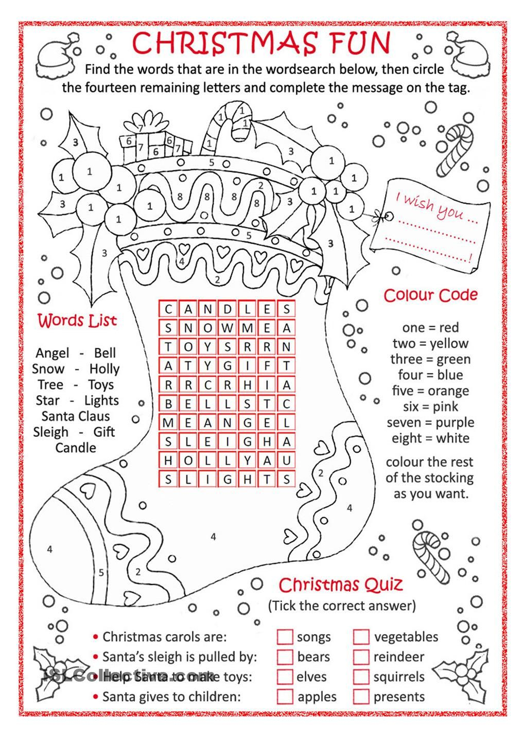 Christmas Fun … | Christmas Worksheets, Christmas Lesson