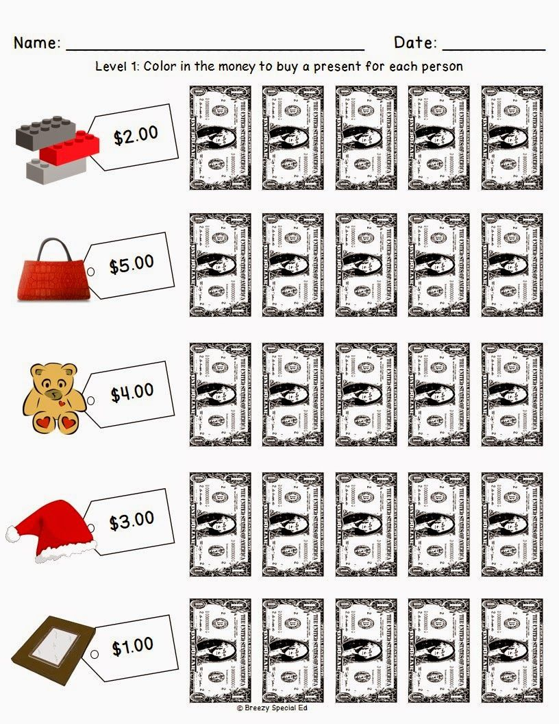 Christmas/holiday Shopping Worksheets For Free | Money