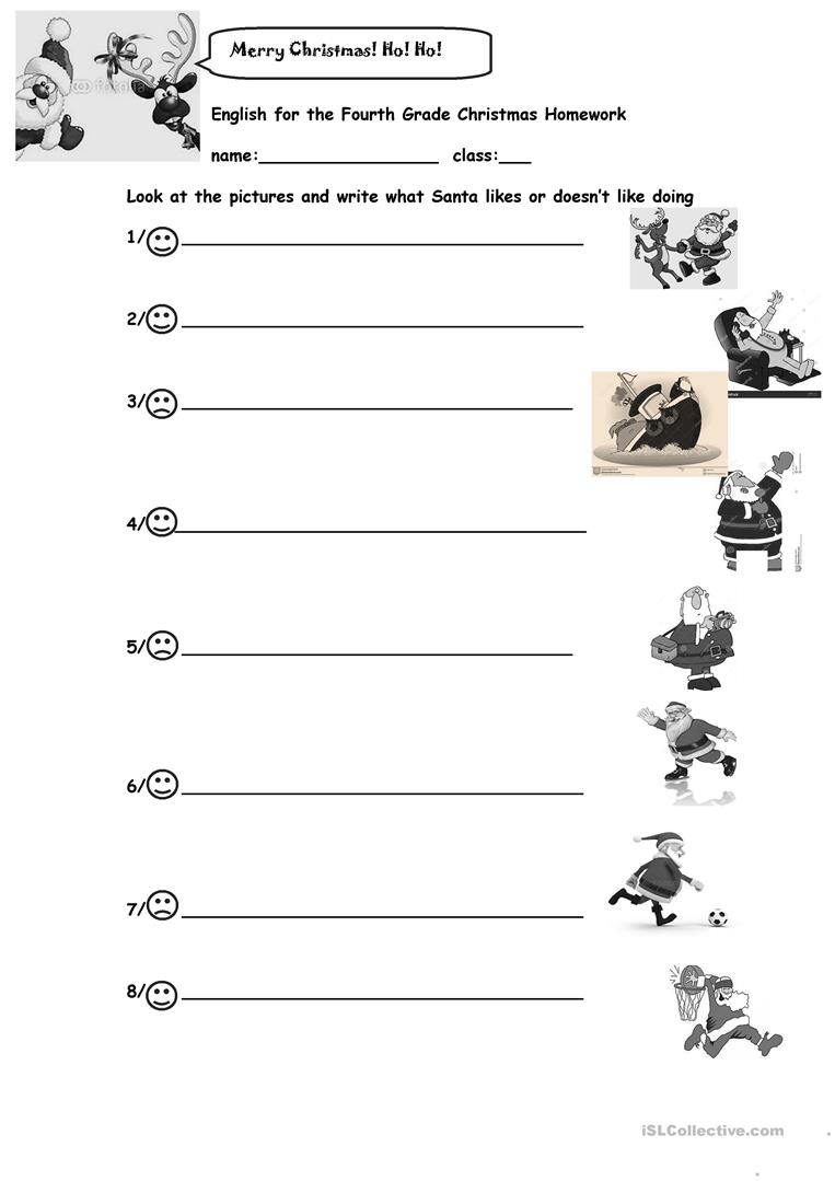 Christmas Homework - English Esl Worksheets For Distance