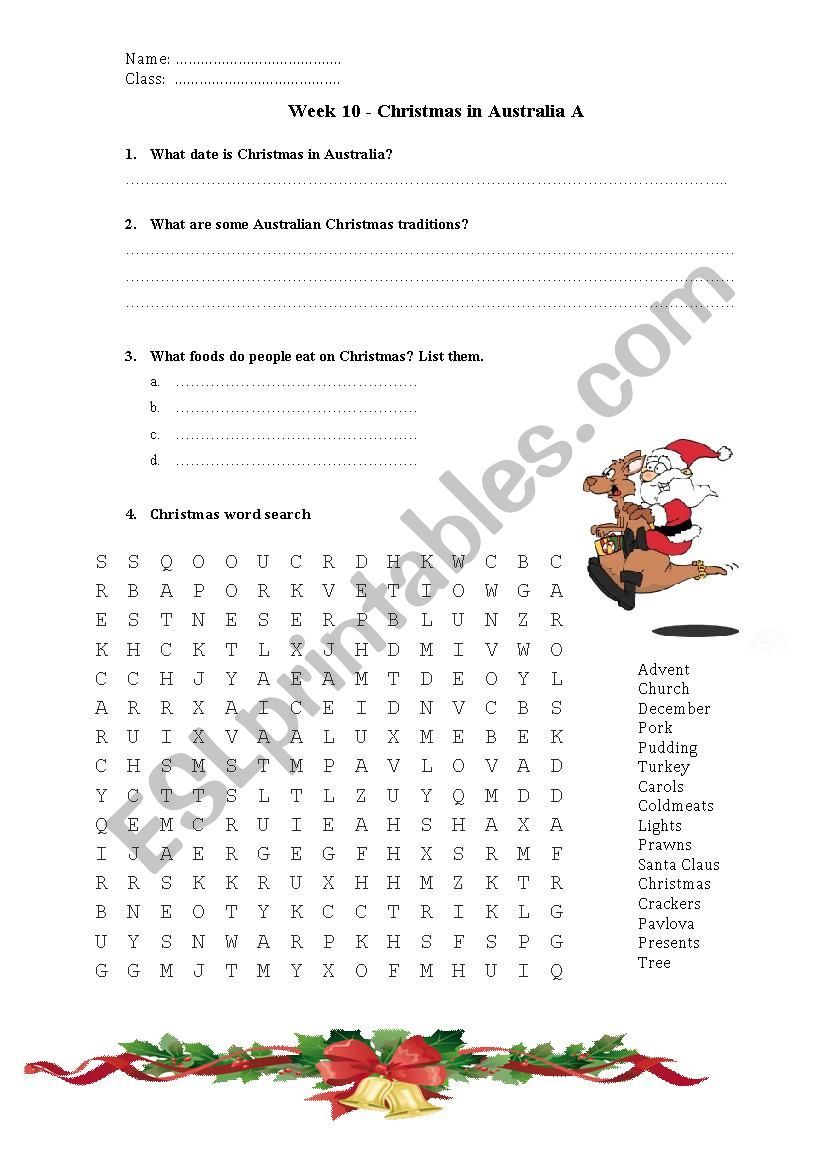 Christmas In Australia Worksheet - Esl Worksheetlips0021