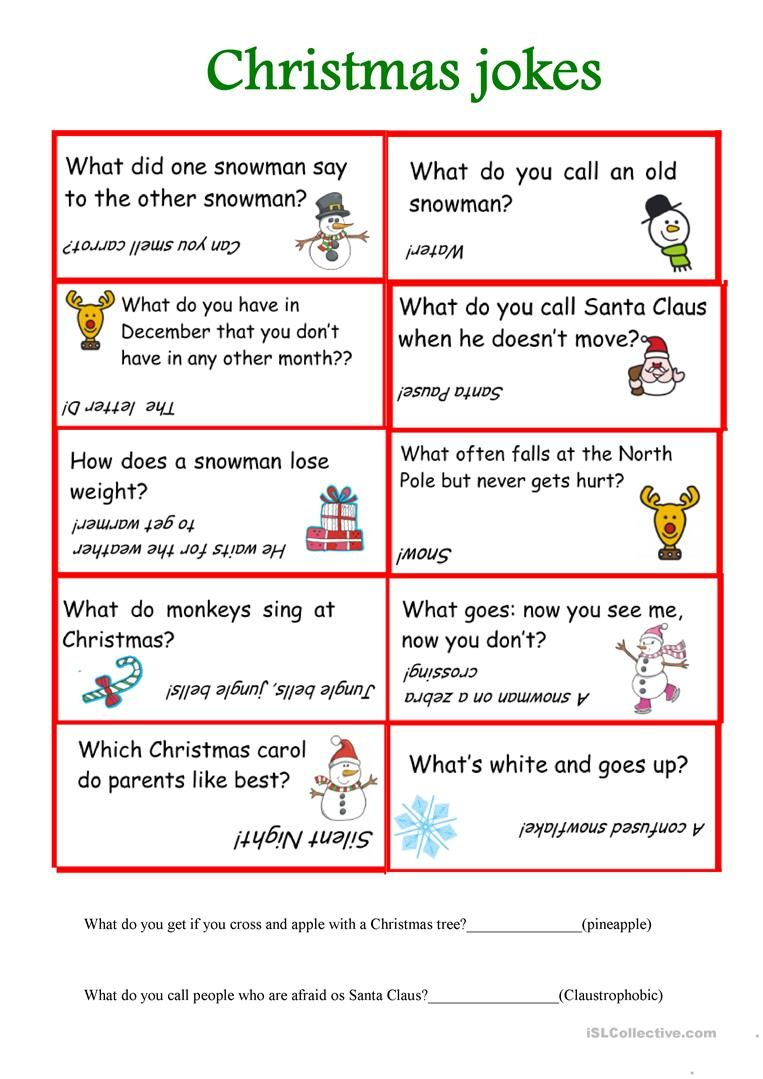 Christmas Jokes Worksheet - Free Esl Printable Worksheets