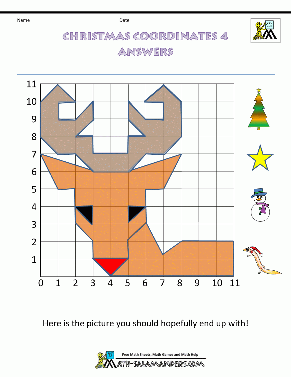 coordinate picture graphing christmas free