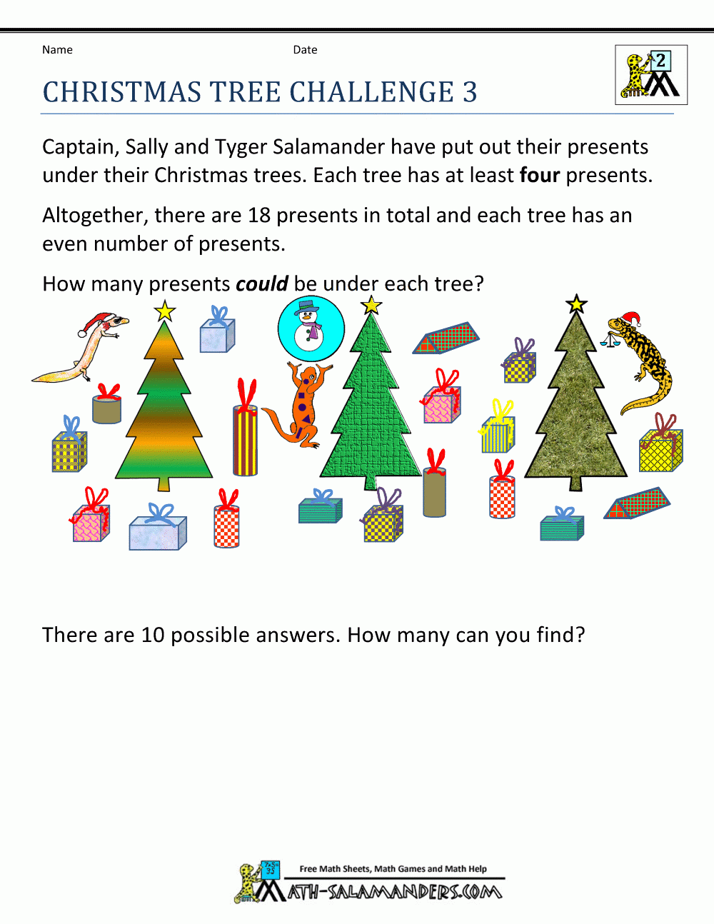 Christmas Math Worksheets 3rd Grade