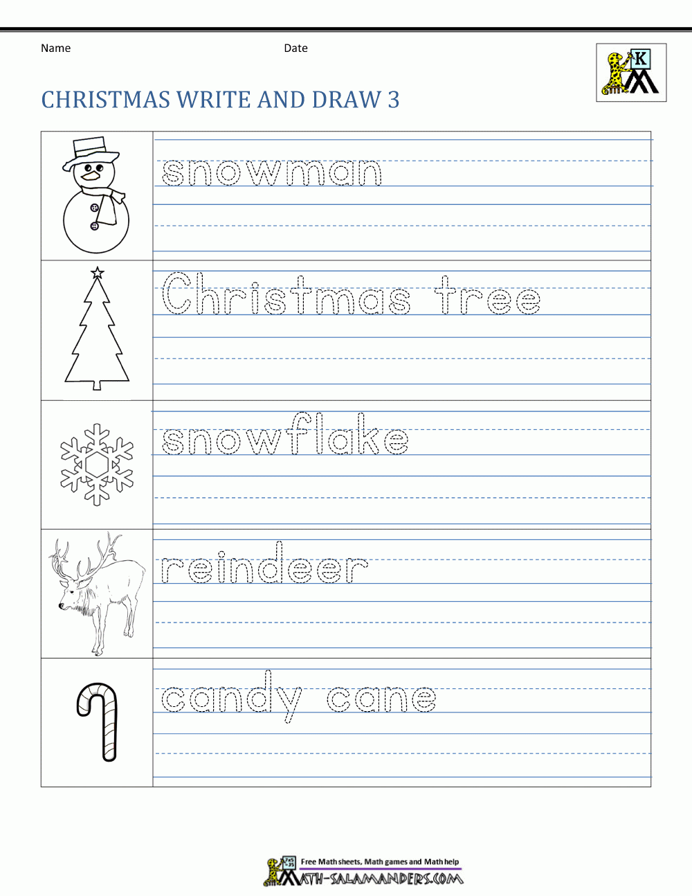 Christmas Math Worksheets For Kindergarten