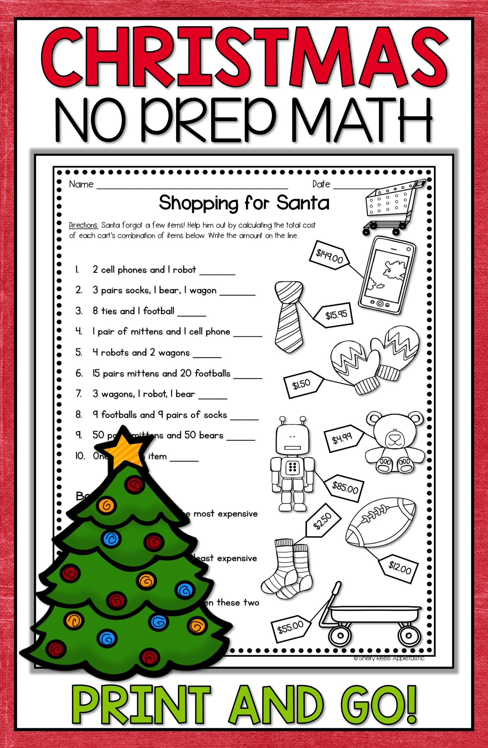 Christmas Math Worksheets Fun For 4Th Grade Solving