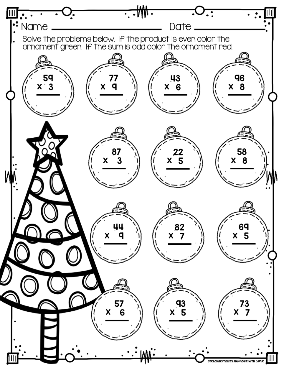 Christmas Math Worksheets Grades 3-5 - Teaching Tidbits And More