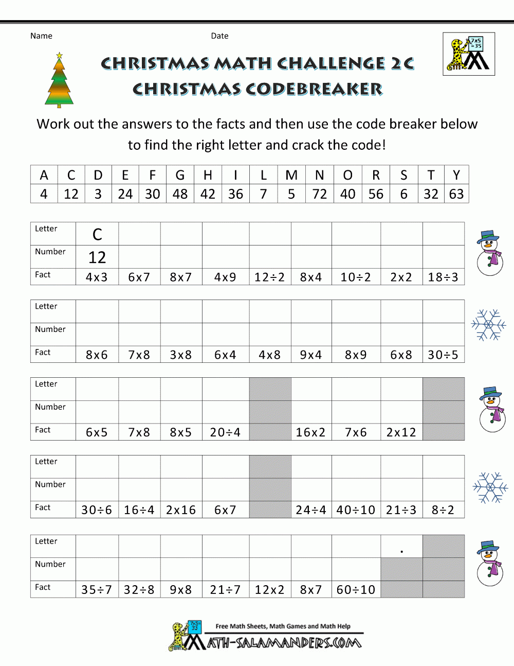 Christmas Math Worksheets (Harder)