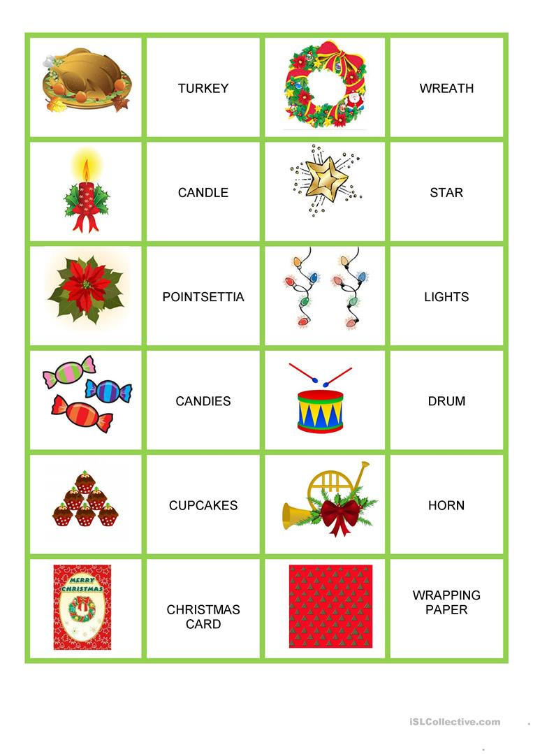 Christmas - Memory Game - English Esl Worksheets For