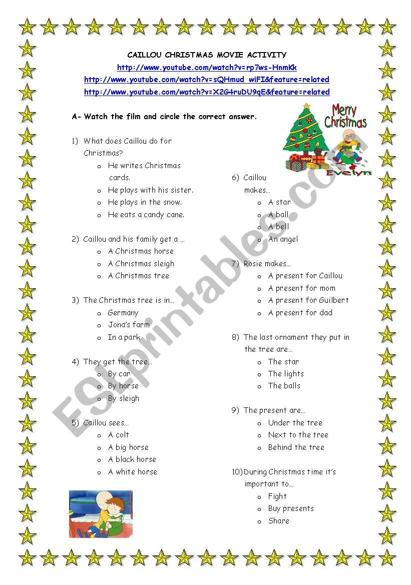 Christmas Movie Activity - Esl Worksheetninastoffel