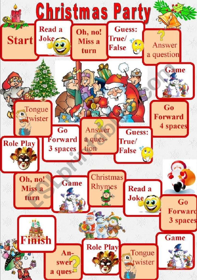 Christmas Party Board Game - Esl Worksheetelfelena