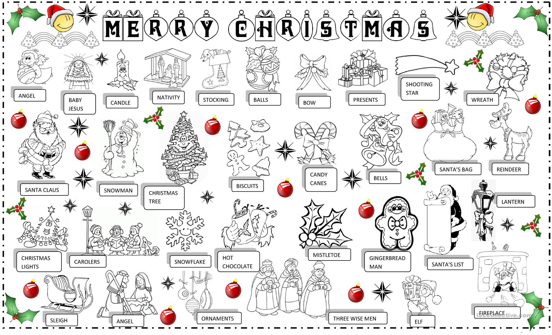 Christmas Pictionary - English Esl Worksheets For Distance