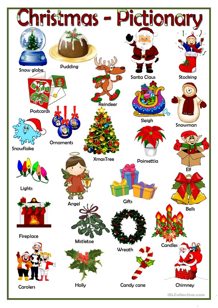 Christmas Pictionary - English Esl Worksheets For Distance